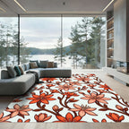Earthy Coral Floral Botanical Vine Rug