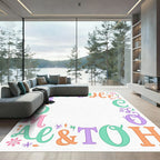 Whimsical Alphabet Border Coral Mint Rug