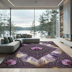 Orchid Medallion Purple Floral Border Rug