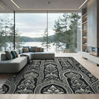 Intricate Silver Arch Floral Damask Rug