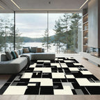 Monochromatic Geometric Architectural Collage Rug