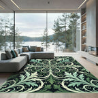 Green Foliage Swirl Symmetrical Rug