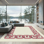 Pink Interlocking Geometric Frame Rug
