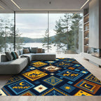Midnight Camel Diamond Star Geometric Rug