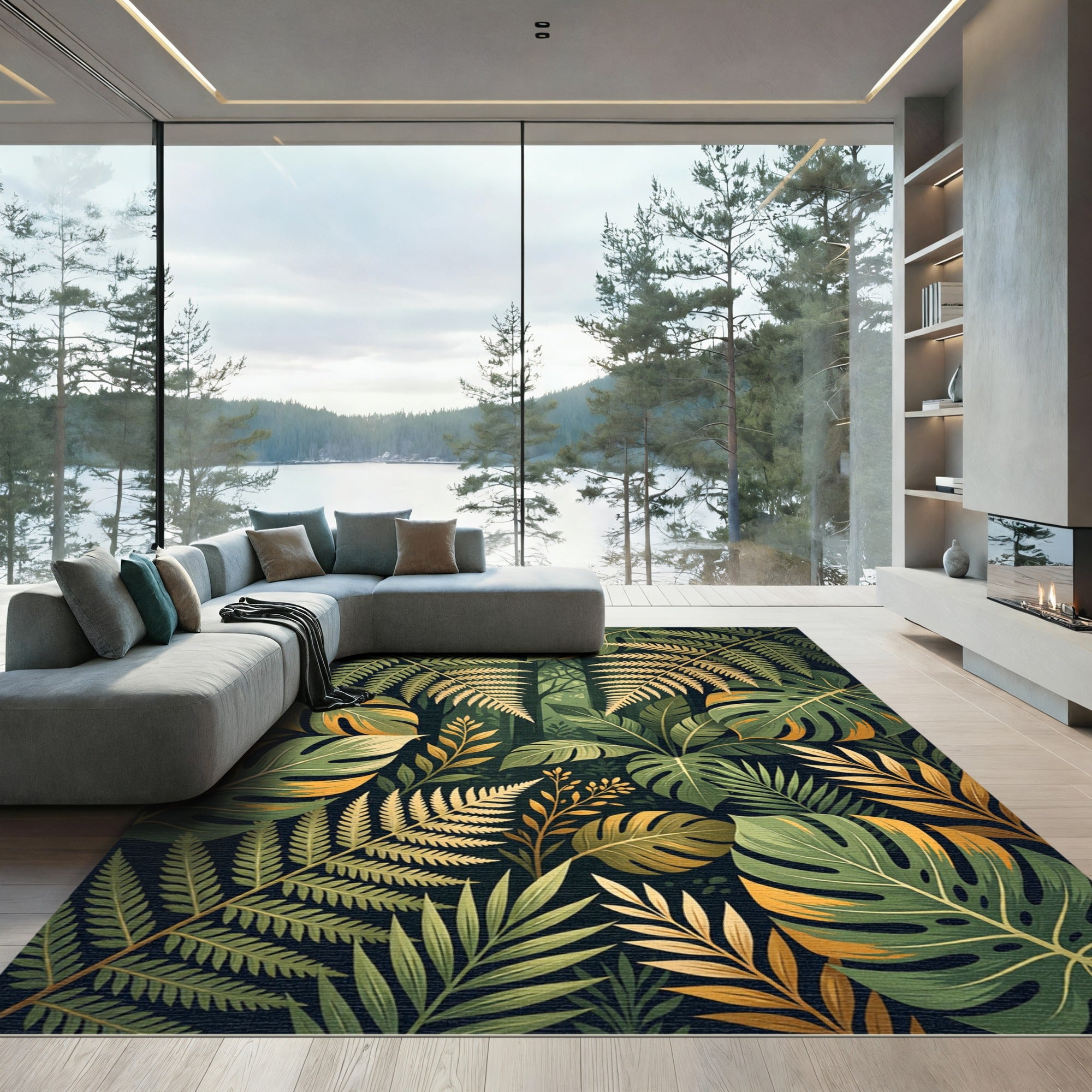 Lush Tropical Golden Rain Forest Rug