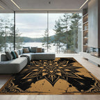 Gothic Golden Lotus Mandala Art Rug