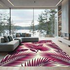 Vibrant Pink Palm Frond Arrangement Rug