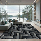 Modern Monochrome Charcoal Interlocking Plank Rug