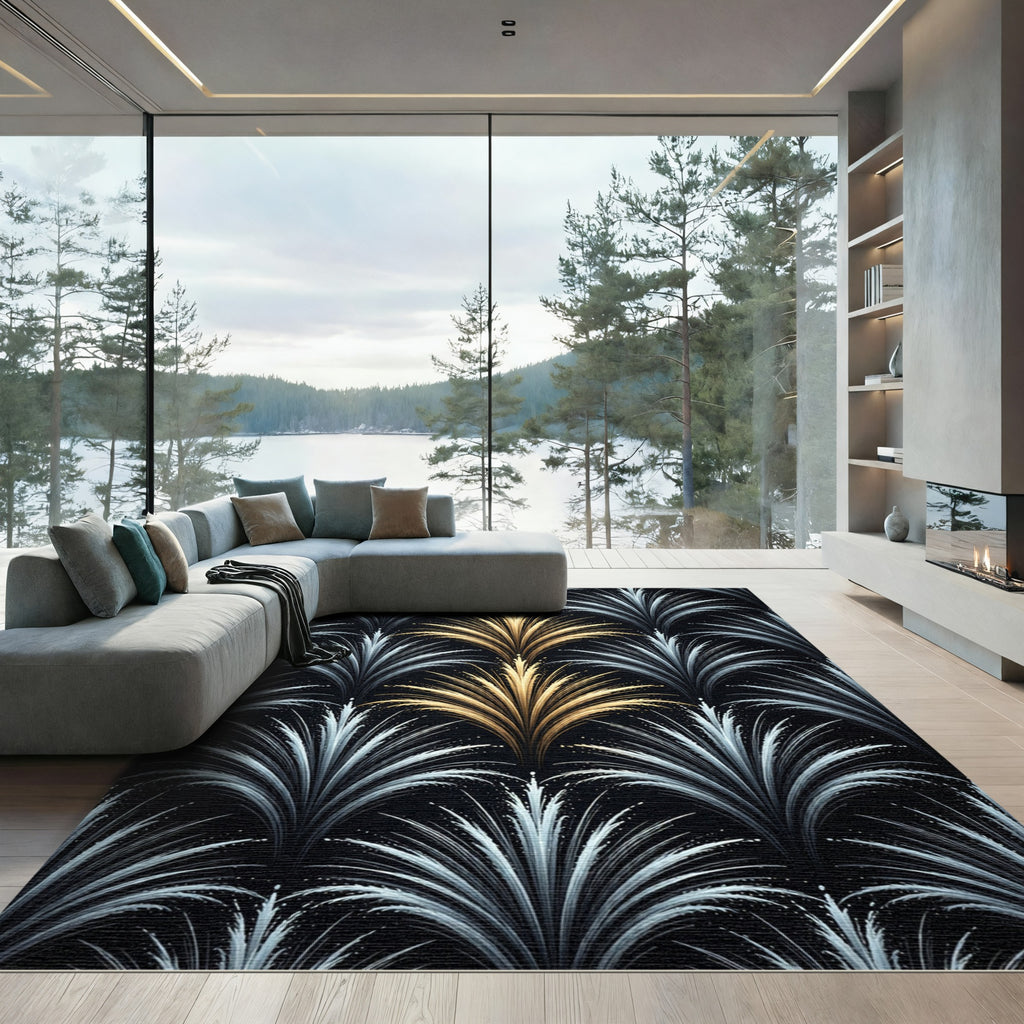 Golden Fan Art Deco Burst Rug
