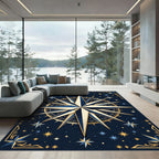Celestial Navy and Gold Compass Rug