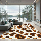 Modern Earthy Brown Abstract Animal Spot Rug