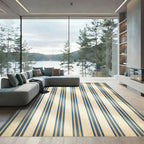 Classic Blue Cream Vertical Pinstripe Rug