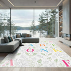 Alphabet Floral Whimsical Color Letter Collage Rug