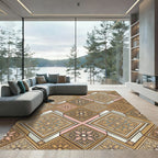Ornate Gold Floral Geometric Mosaic Rug