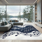 Abstract Navy Musical Wave Art Rug