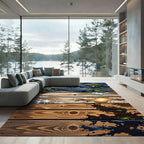 Earthy Wood Plank Aesthetic Contrast Rug