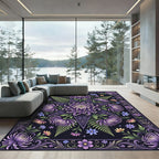 Ethereal Purple Chrysanthemum Star Floral Rug