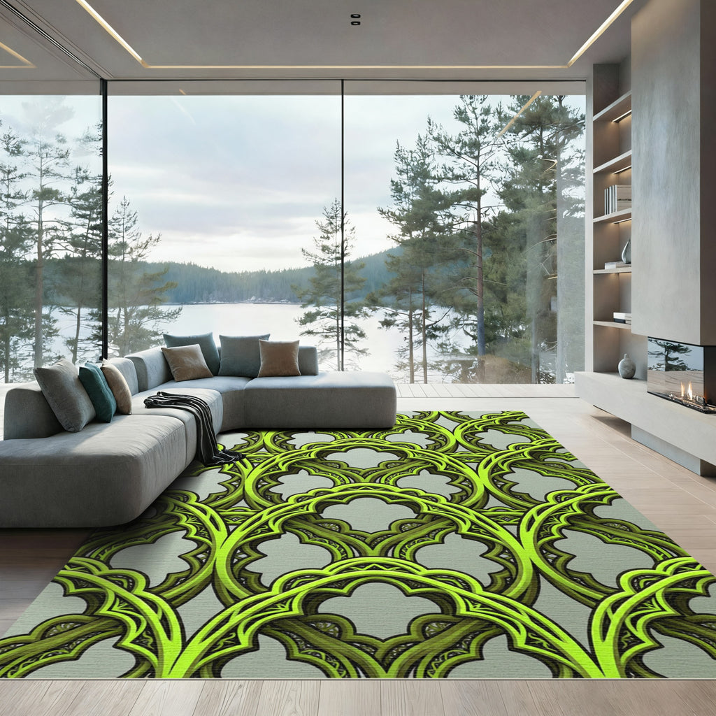 Luminous Lime Gothic Arch Rug