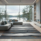 Textured Gray Wood Grain Stripes Rug