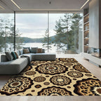 Leopard Spot Medallion Tan Area Rug