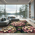 Soft Pink Cream Hydrangea Bloom Rug