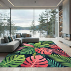 Vibrant Tropical Leaf Foliage Collage Rug