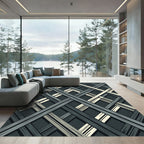 Dark Gray Woven Diamond Rug