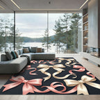 Elegant Cream and Blushing Pink Bows Rug