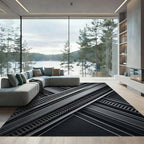 Dark Gray Intersecting Railway Lines Rug