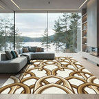 Warm Brown Geometric Interlocking Arches Rug