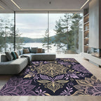 Golden Lavender Floral Medallion Collage Rug