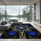 Black Sunburst Blue Celestial Rug