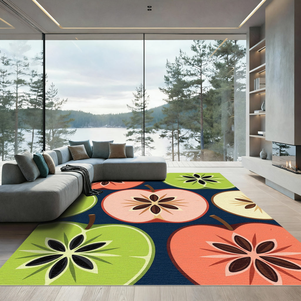 Vibrant Sliced Apple Fruit Composition Rug