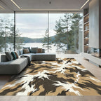 Earthy Abstract Radial Swirl Rug