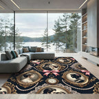 Vintage Portrait Medallion Damask Rose Oval Rug