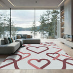 Modern Pink Heart Link Geometric Rug