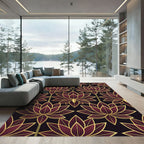 Art Deco Burgundy Lotus Gold Tress Rug