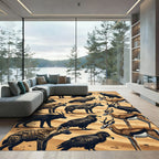 Savanna Wildlife Hyena Vulture Gazelle Illustration Rug