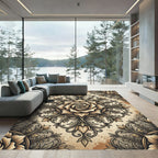 Vintage Beige Floral Rose Medallion Rug