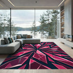 Vibrant Magenta Geometric Shattered Crystal Rug