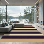 Deep Plum Cream Striped Composition Rug