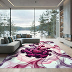 Deep Crimson Swirl Floral Medallion Rug