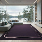 Deep Plum Curving Outline Border Rug