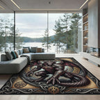 Gothic Winged Beast Mythic Warrior Crest Rug
