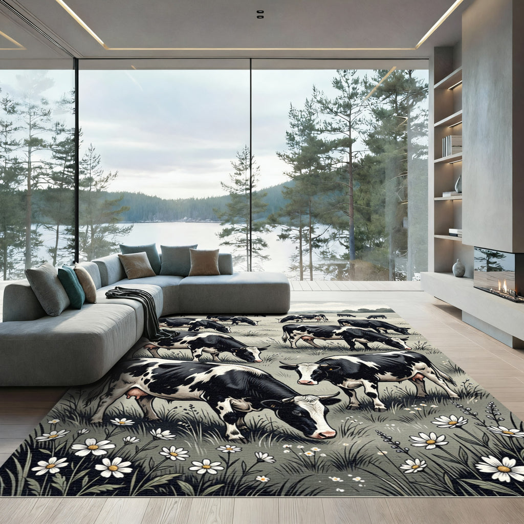 Black and White Grazing Herd Rug