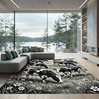 Black and White Grazing Herd Rug