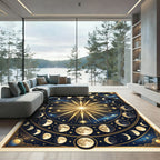Celestial Golden Moon Phase Astrology Rug