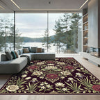 Elegant Dark Floral Lotus Medallion Rug