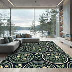 Botanical Monogram Floral Sage Cream Area Rug