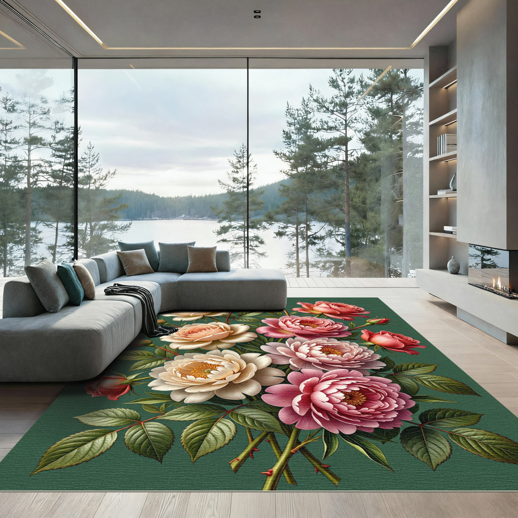 Elegant Pastel Rose Floral Arrangement Rug